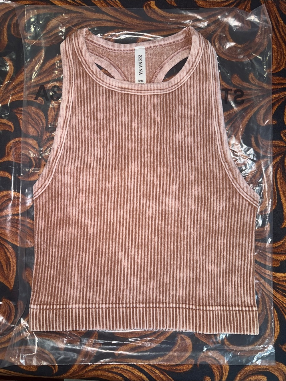 NWT Women’s S/M Zenana Outfitters Dusty Mocha Ribbed Tank